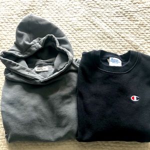 Mens Champion crew Sweatshirt & PAC Sun Hoodie both size Medium